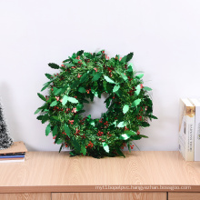 Wholesale Hot Sale Green Artificial Christmas Decoration Tinsel Artificial Garland with Leaves